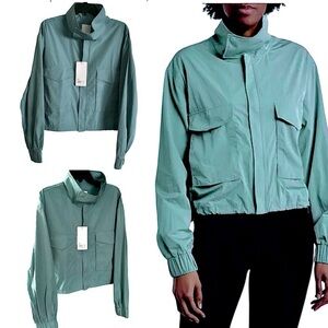 Yogaliscious Radiant Commuter Cropped Spring Jacket Smoke Blue Size L NWT